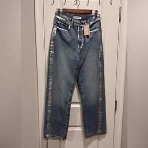 Mango Blue Straight Leg Jeans with Silver Accents